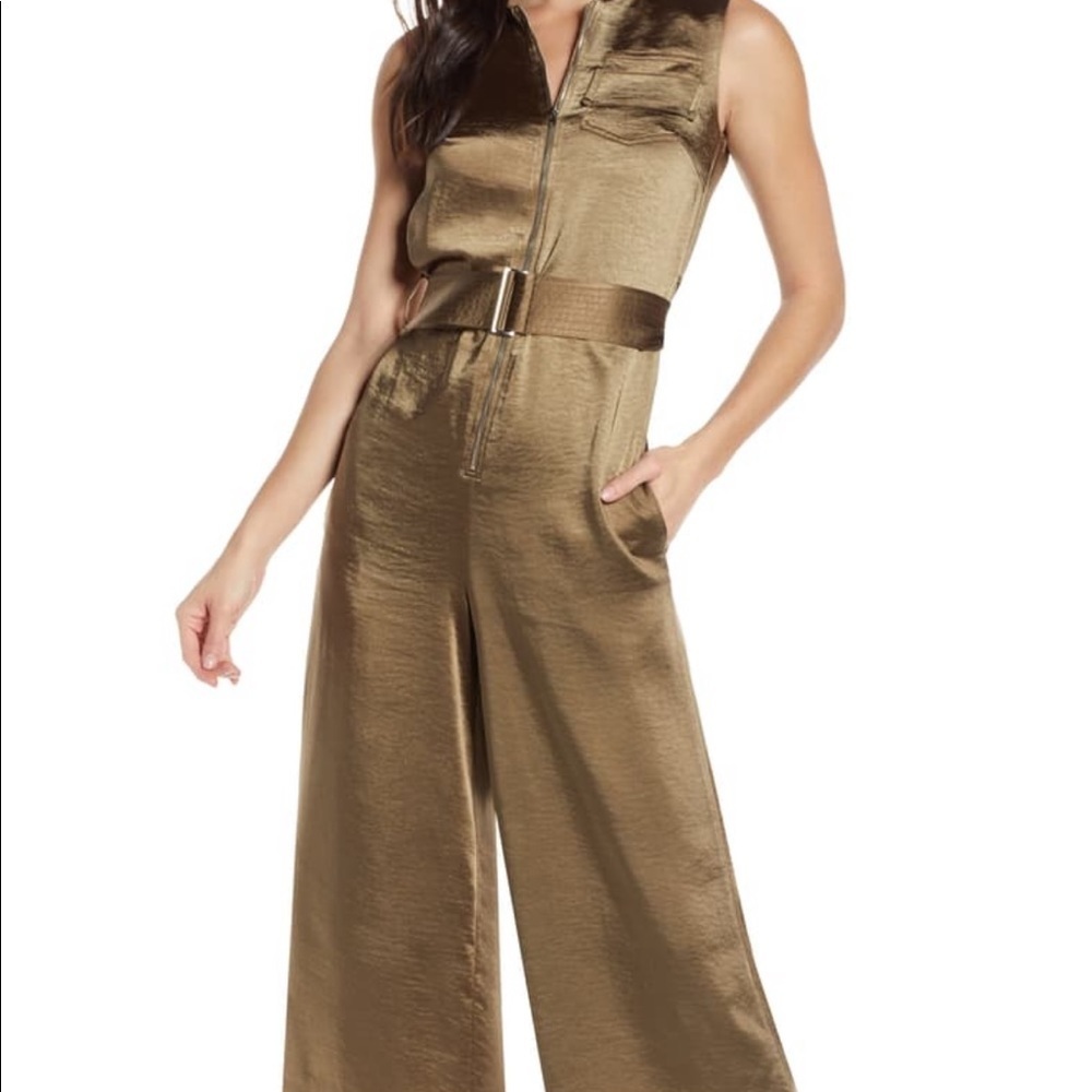 Caara Lowe Hammered Satin Utility Jumpsuit
